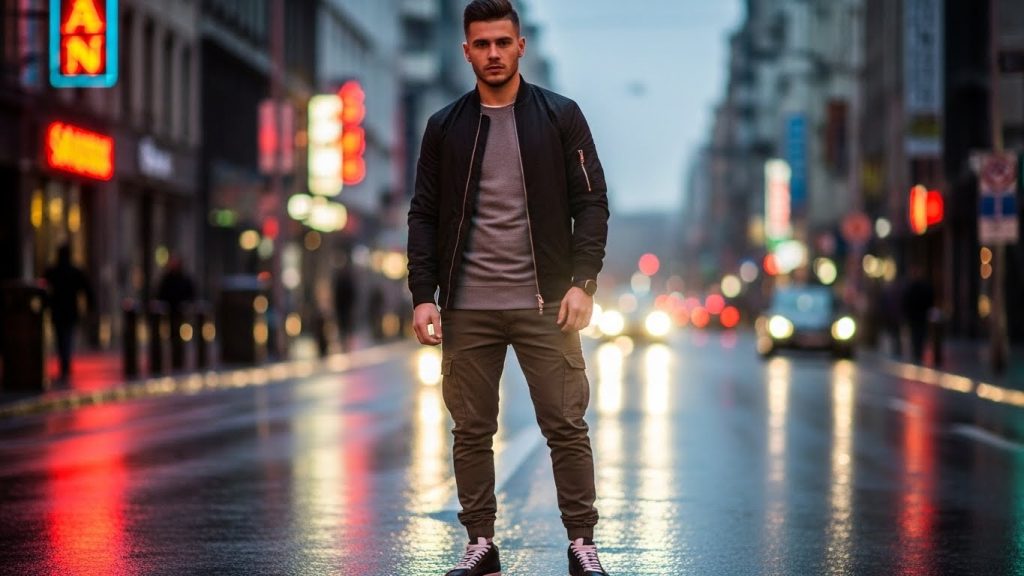 Man in elevated streetwear outfit.