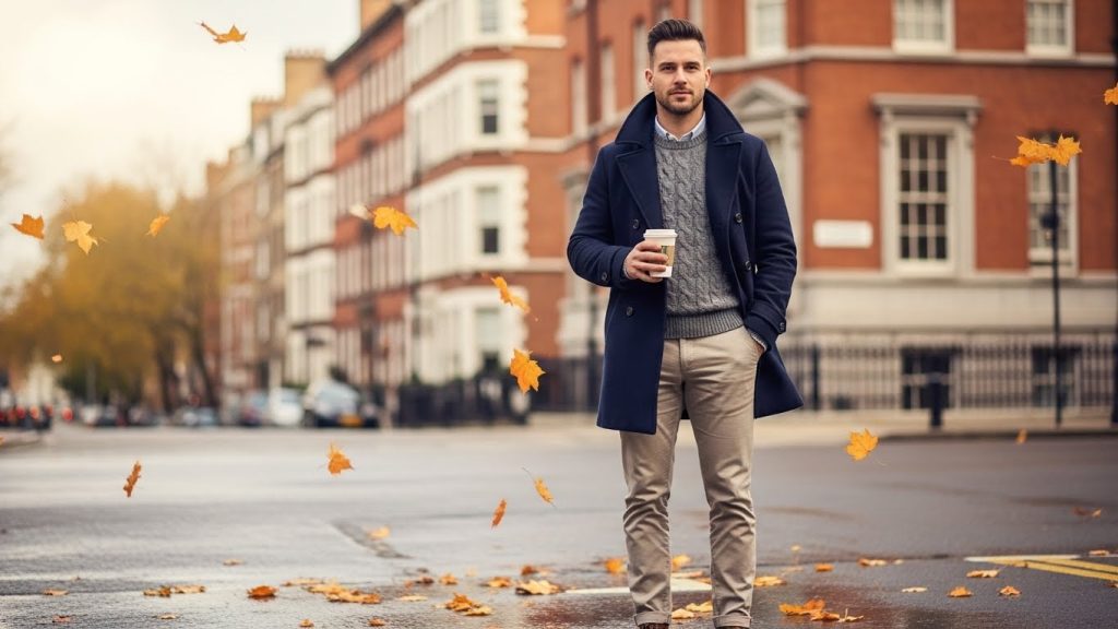 Must-Have Jackets for Men This Fall: Style and Warmth Combined 4 Navy wool peacoat on man outdoors.