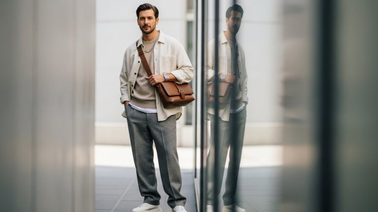 Stylish man wearing modern 2025 fashion.