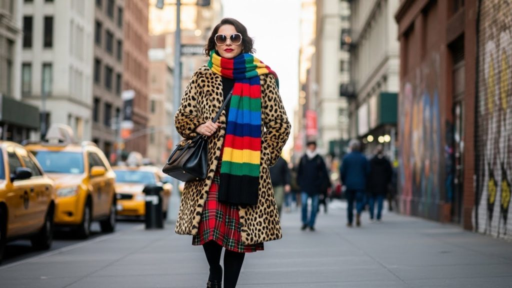Bold patterned streetwear as part of 5 chic street style looks in NYC.